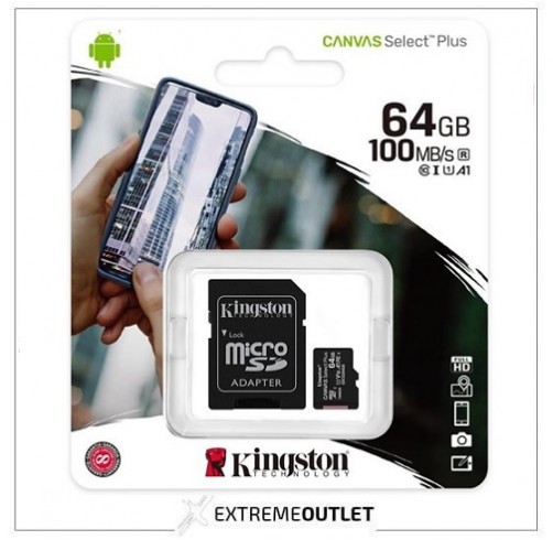 KINGSTON CANVAS SELECT PLUS 64 GB MICROSD CLASE 10